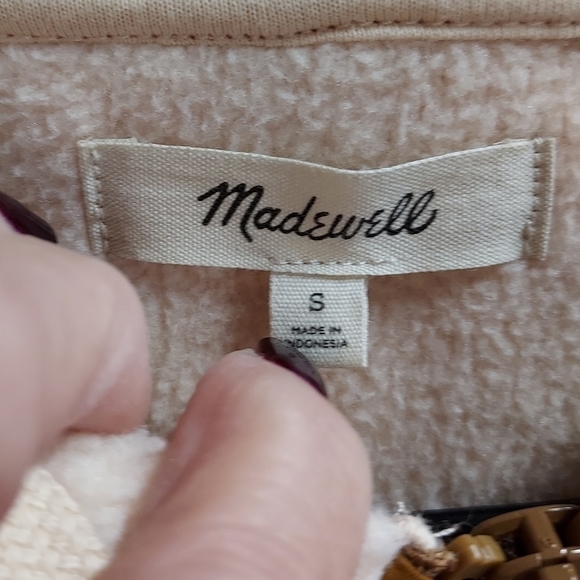 Madewell zip small oversized jacket brown and tan - Picture 7 of 9